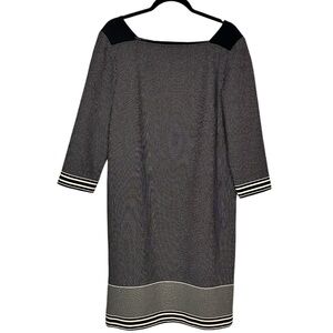 Ann Taylor 3/4 Sleeve, square boatneck neck line. This dress screams high end!